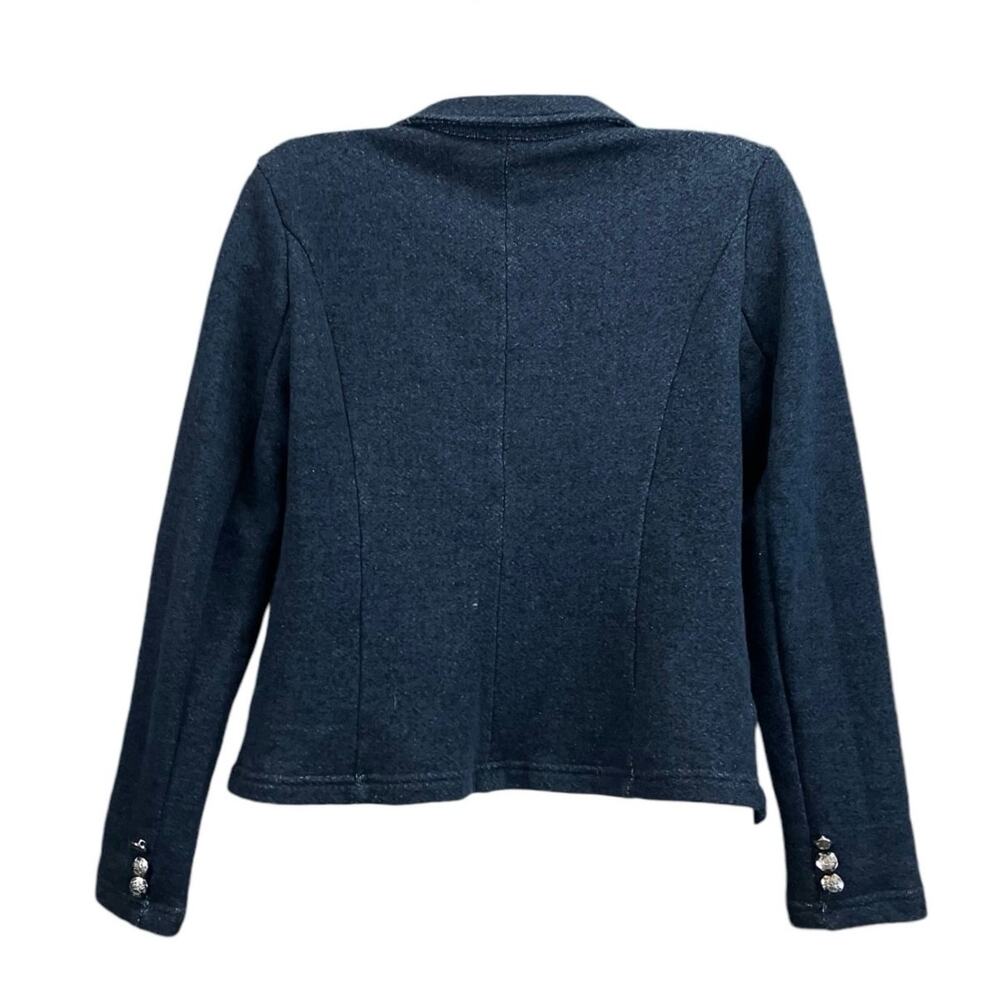 Tribal Jeans Women's Navy Faux Double Breasted Crest Buttons Knit Blazer SZ M - Picture 4 of 11